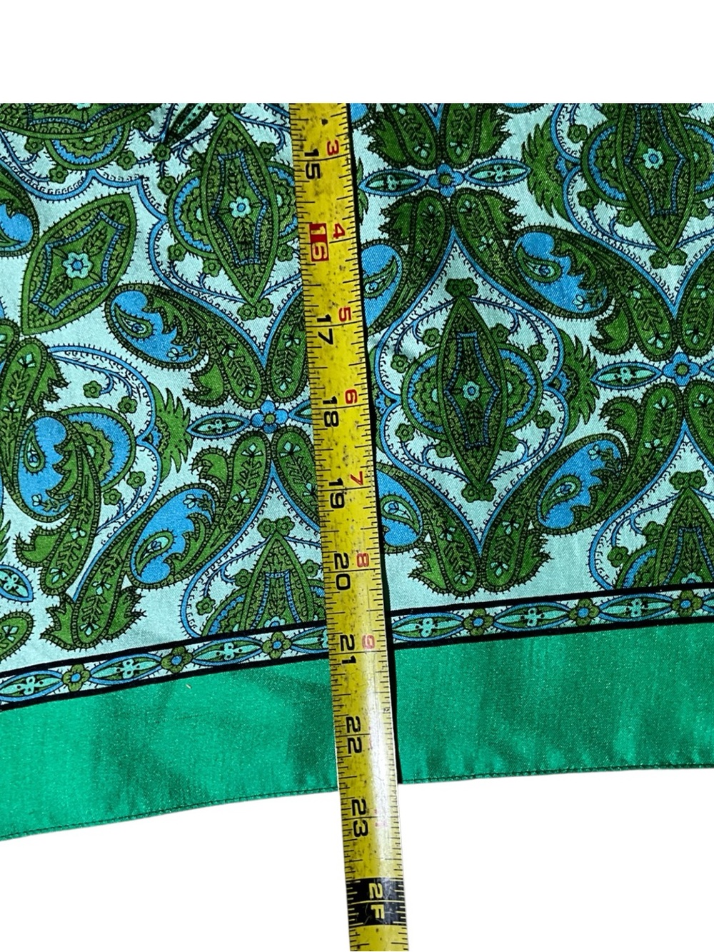 Vintage Liberty of London Scarf Green Blue Botanical Print England 23” - Picture 10 of 12